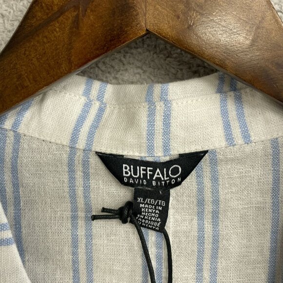 NEW Buffalo David Women's XL Bitton Linen Blend Short Sleeve Utility Top - Picture 7 of 9